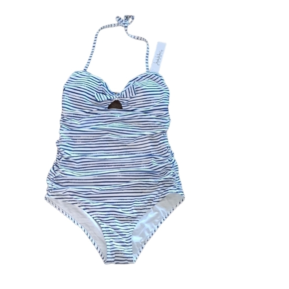 Nicole Miller Blue Stripe Halter Top Bikini Swimsuit Size 8 NWT - Picture 14 of 16